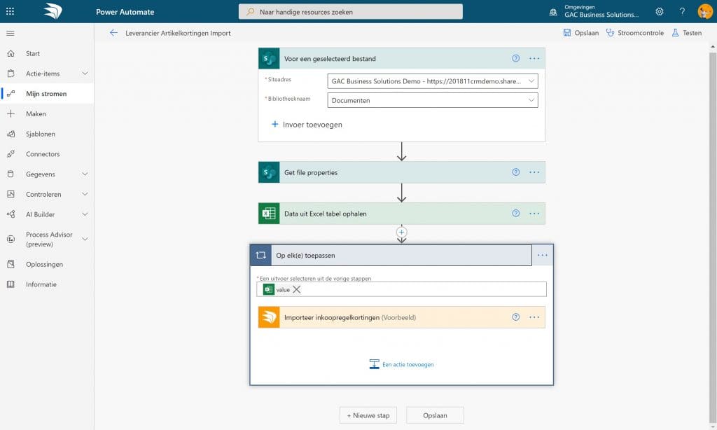 Power Automate Voorbeeld