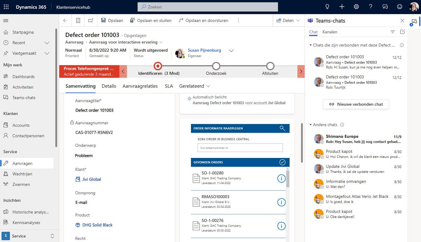 klantenservice in microsoft teams