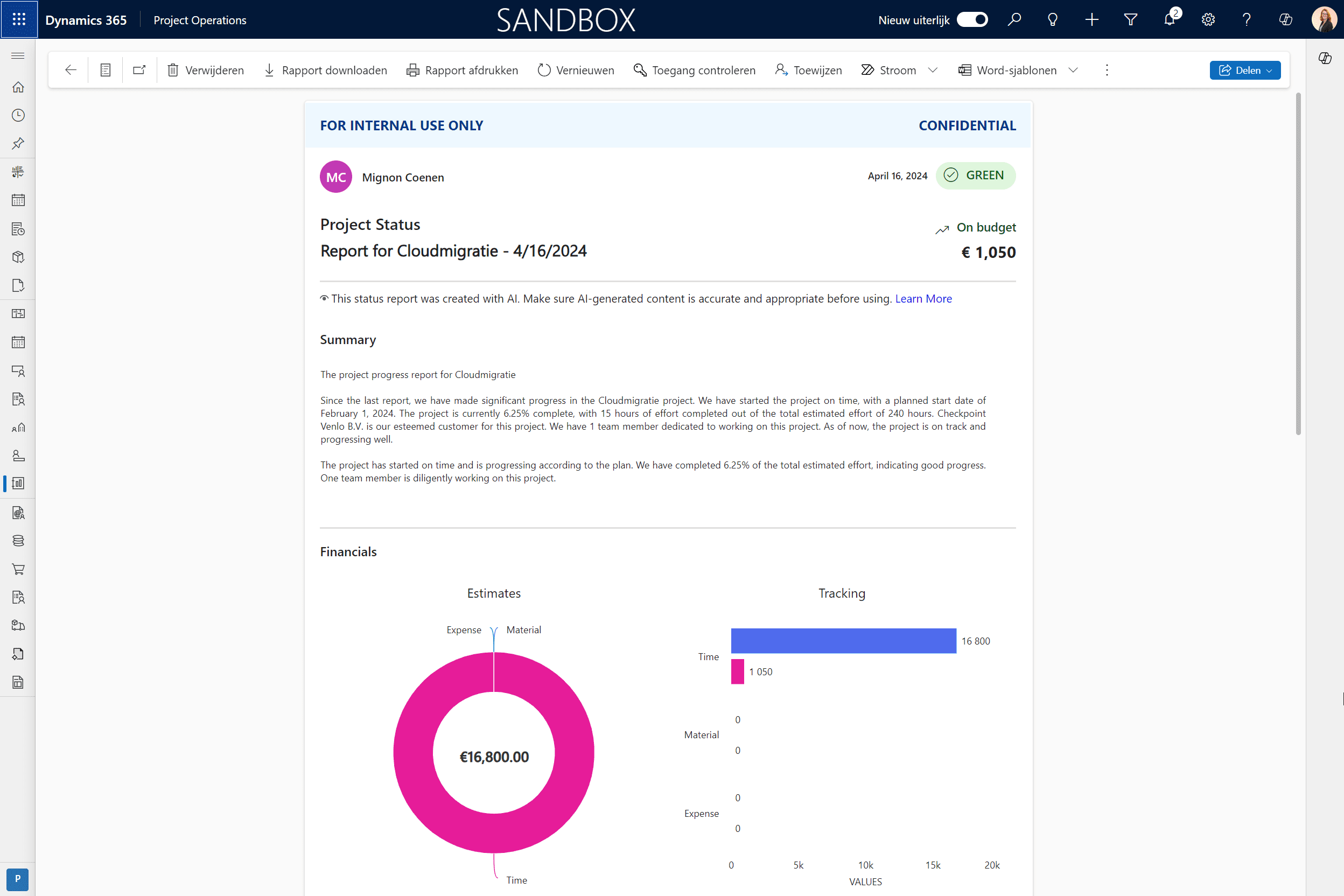 projectstatusrapporten copilot