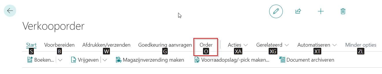order business central