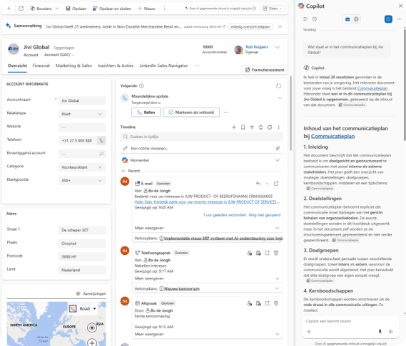 Copilot zoekt relevante SharePoint-documenten vanuit Dynamics 365 Sales